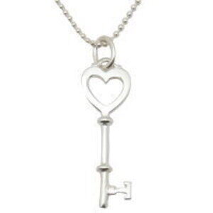 TIFFANY Co Sterling Silver Heart Key Necklace Pendant